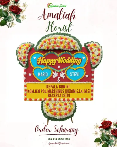 Karangan Papan Bunga Pernikahan di Lambara